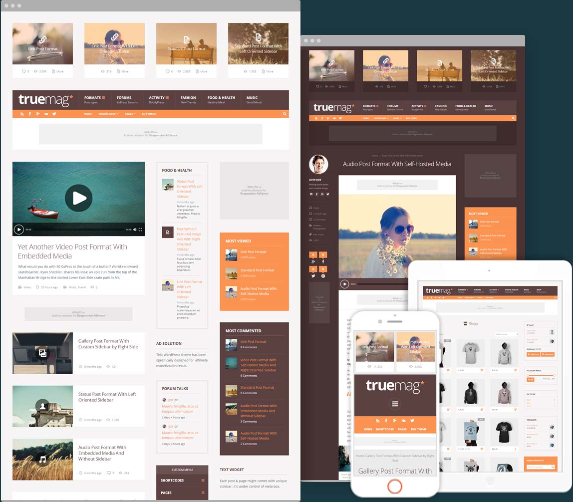 Truemag ad optimized magazine WordPress theme