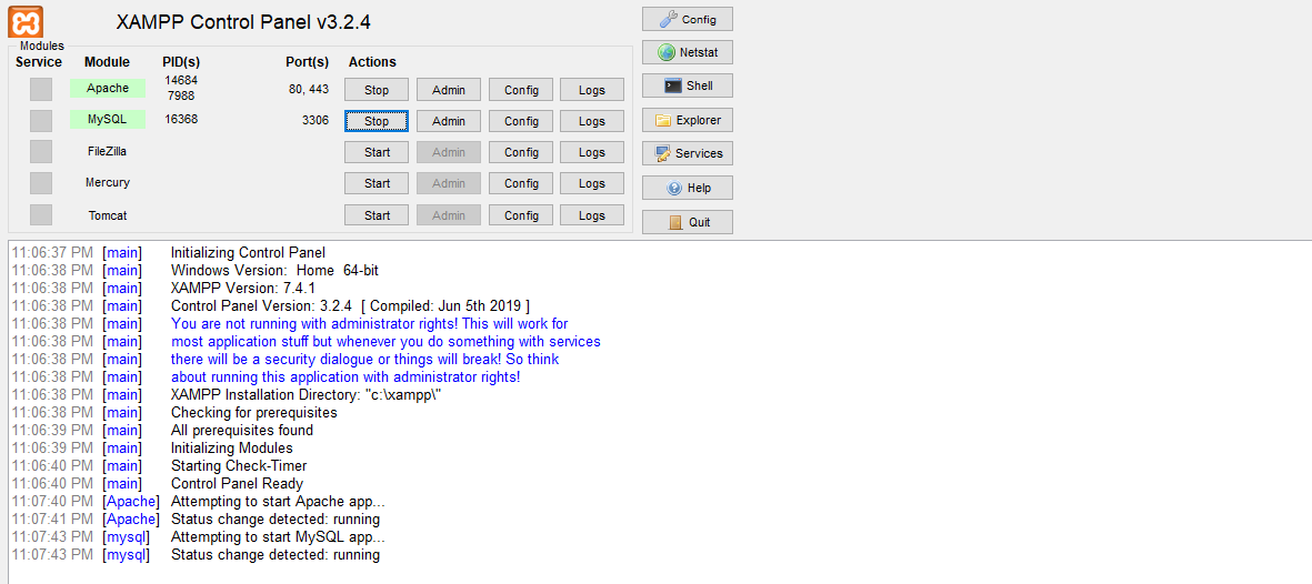 Apache and MySQL