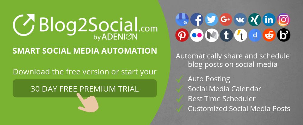 Blog2Social - Smart social media automation for WordPress